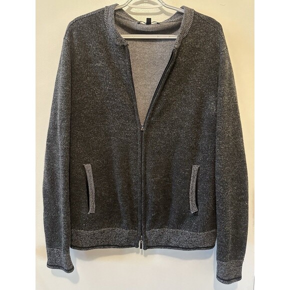 Robert Barakett Merino Wool Zip Sweater Jacket Gray XL Full Zip Bomber - Picture 1 of 9